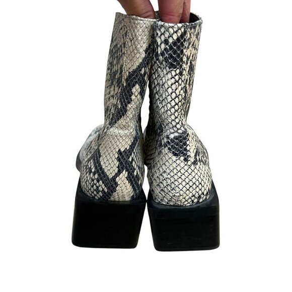 Zara Python Snakeskin Embossed Leather Block Heel Ankle Boots Size 37 US 6.5 - Picture 5 of 13